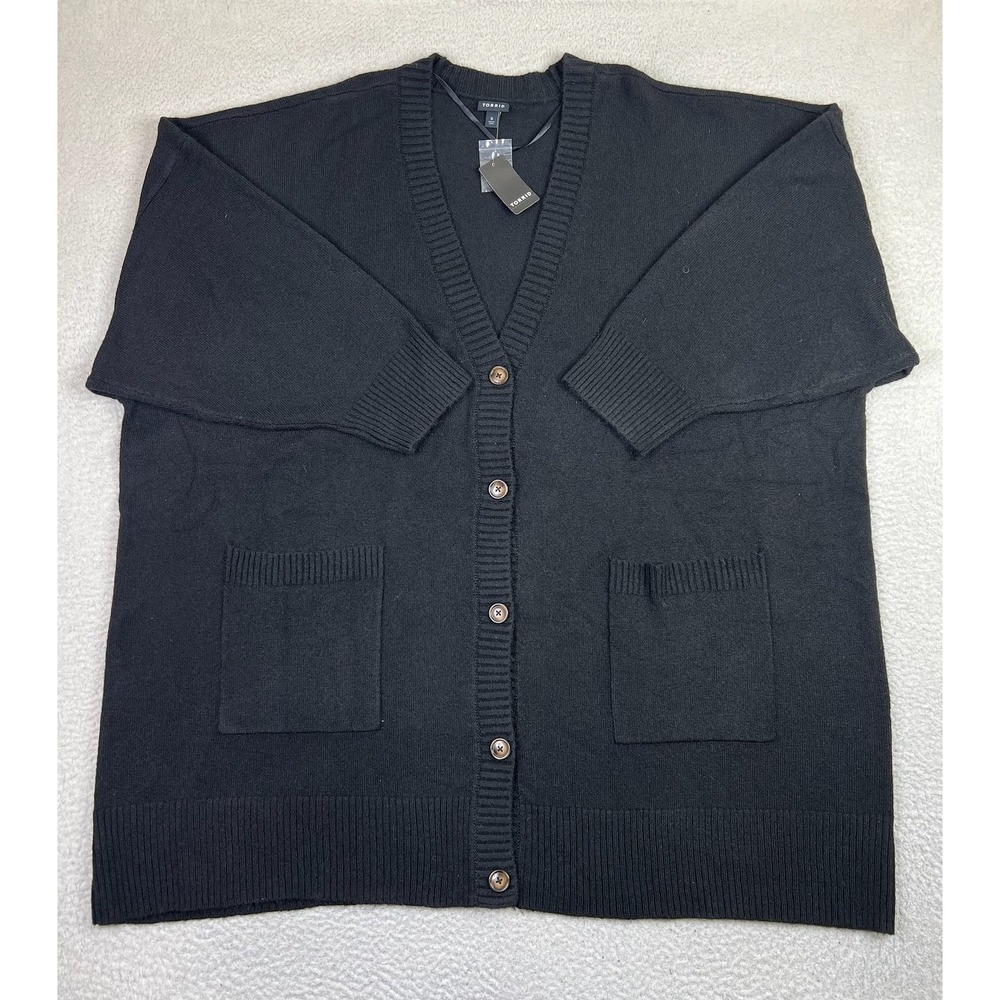 Torrid Womens 6X Black Oversized Boyfriend Cardigan V Neck Button Front Sweater